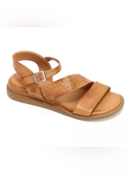 Miz Mooz Shoes - NEW Miz Mooz Women Sz 11 Leather Adjustable Low Wedge Sandals Brown Hazel Brandy
